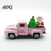 Miniature Truck Model Christmas Pickup Figurine Vintage Car Statue with Santa Claus Red Figurine Tree Snowman Alloy Vehicle Ornament for