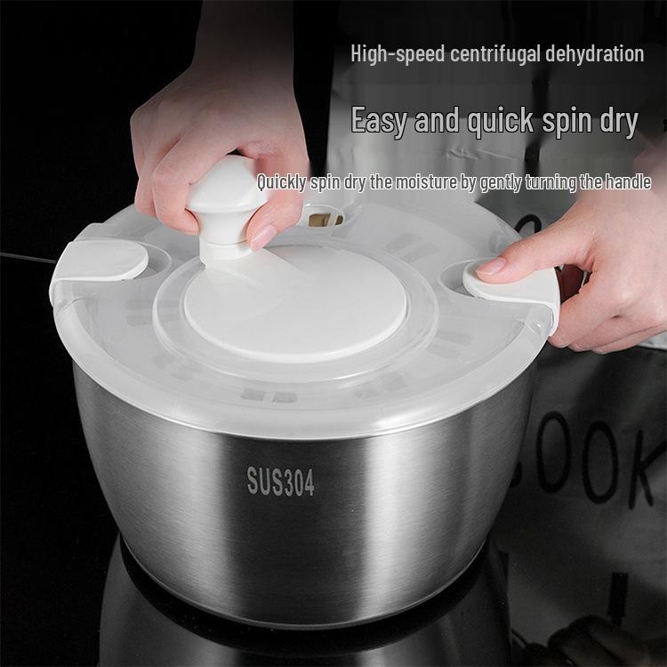 Centrifuga per Insalata e Cesto Disidratatore Manuale in Acciaio Inossidabile