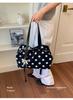 2026 Women's Polka Dot Canvas Tote Bag: Large Capacity, Single Shoulder or Crossbody, Perfect for Work Commutes
