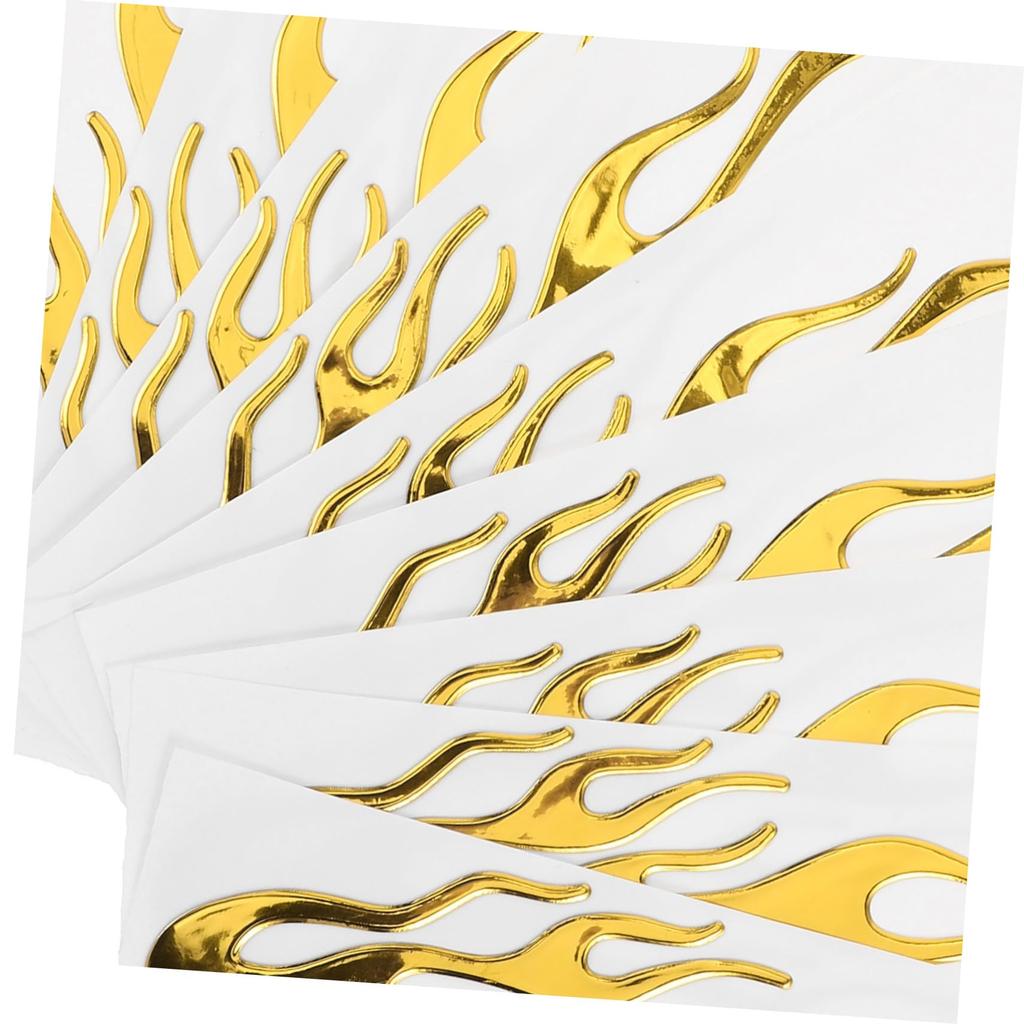 Healifty 1 Set Motorcycle Sticker Motorcycle Decal 3d Decal 3d Sticker Chimney Bracket Chimney Accessories Flame Sticker Yellow PVC 10pcs