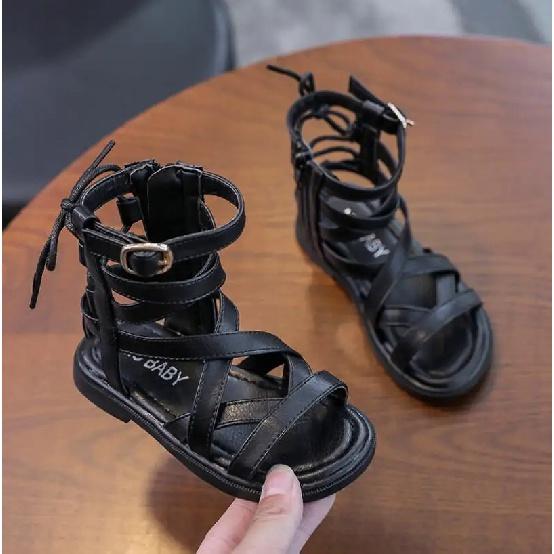 Dívčí sandály Měkké dno Boty pro malé princezny Letní Nové Dětské Vysoké Roman Boty Dětské Peep Toe Plážové boty