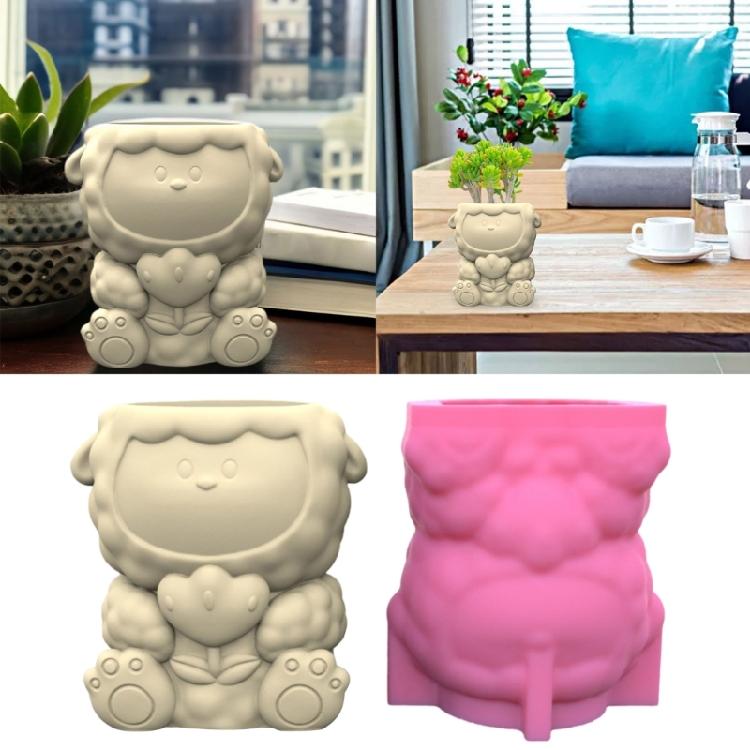Succulent Planter Silicone Mold Cute Little Sheep Flower Pot Concrete Mold DIY Flower Vase Epoxy Resin Casting Tool