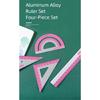 Complete Aluminum Ruler Pack with Rounded Corners Math Geometry Classroom Supplies Engineering Drawing Home Office Use