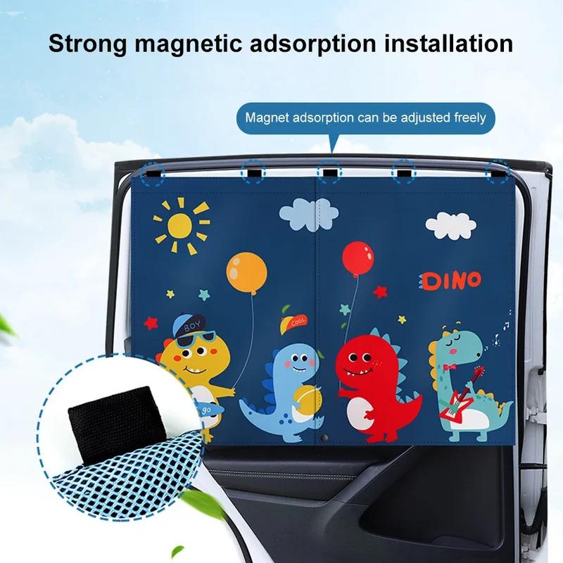 2 Layers Telescopic Car Window Shades for Kids Magnetic Mosquito Net UV Protection Sunshade Block Mesh Curtain Sun Cover