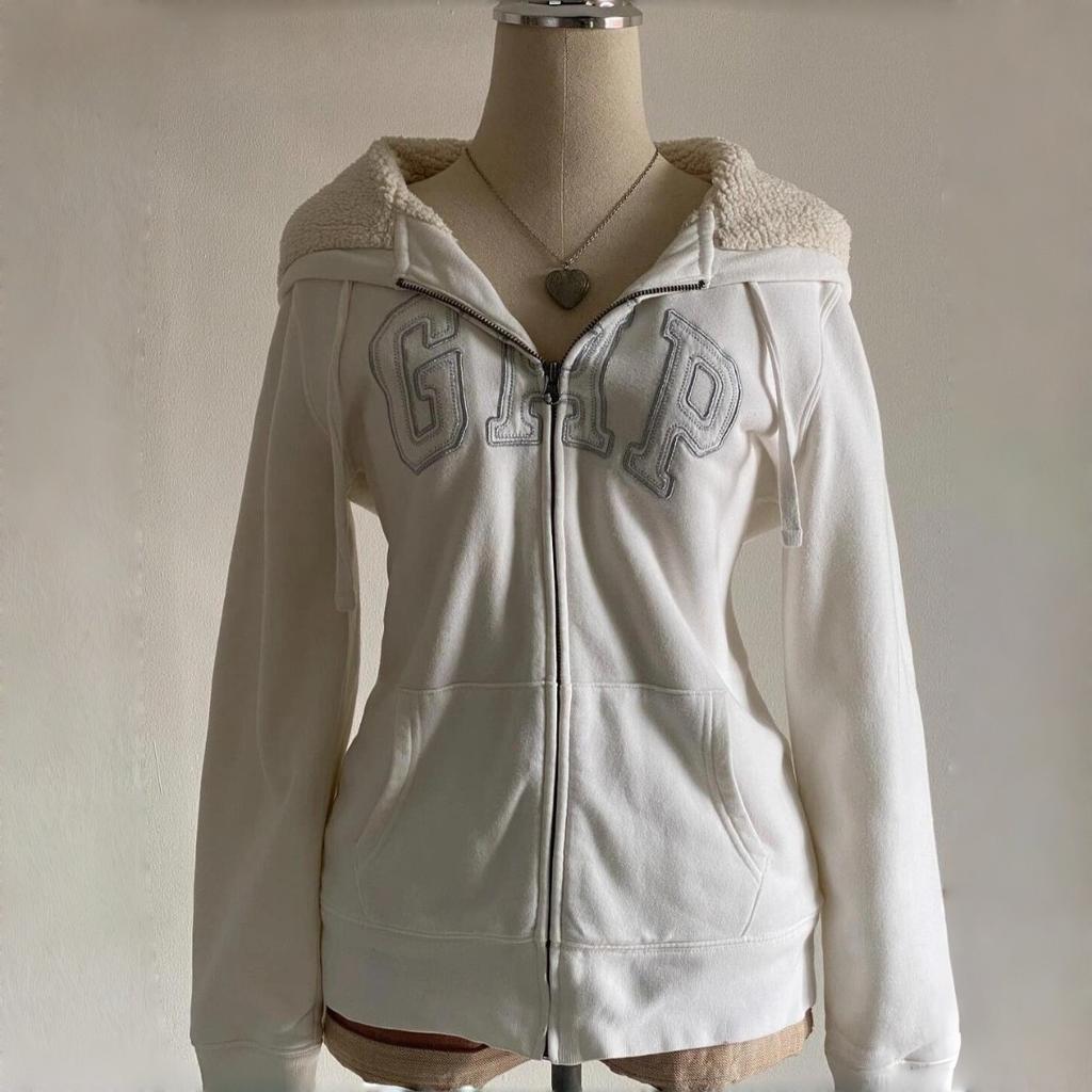 Punk Huvtröjor Goth Punk Vintage Y2K Huvtröja 2000-tal Jacka Hot Girl Streetwear Bokstavsbroderi Dam Dragkedja Sweatshirt Vinter