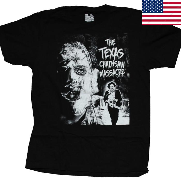 Техасская резня бензопилой Новая взрослая - Крупный план и бегущий Летерфейс Унисекс футболка XL