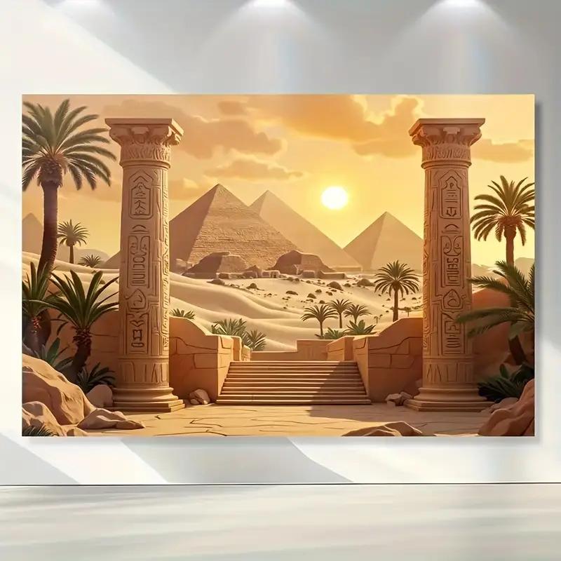 2D flat design 1-piece Egyptian pyramid tapestry suitable for living room bedroom and themed parties