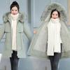Women Winter Jacket Slim Long Coat Casual Parkas Big Fur Collar Wool Liner Hooded Outwear Cotton Warm Coats Female