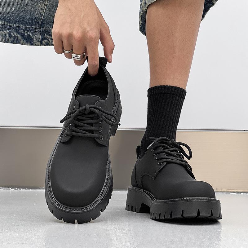 

Весна и лето, новые высокие туфли с большим воротом, темные повседневные кожаные туфли с низким верхом, молодежные туфли в деловом стиле 3135-J 38 чёрный