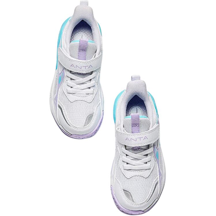 Anta Kids Synthetic Leather Mesh Comfortable Versatile Anti-Kick Breathable Low-Top Running Shoes Kids sneaker White A22449937-1
