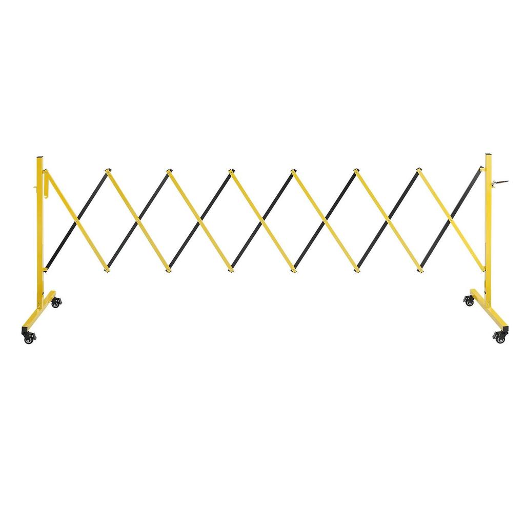 Industrial Expandable Barricade, 3.82m Expandable Safety Barrier, Flaxible Mobile Barricade with Locking Casters, Portable Folding Security Gate