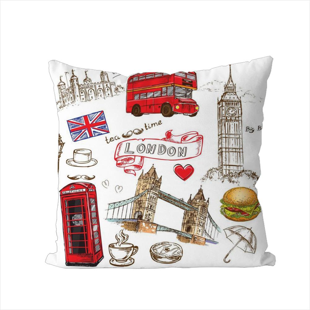 LOVE England Printed Pillow Case For Car Sofa Decorative Home Doublesided Print Plush Square Throw Pillow Cushion Cover