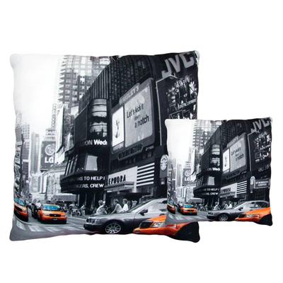 [Q5864] - Dekorační polštář 'New York' černý šedý oranžový - 35 cm