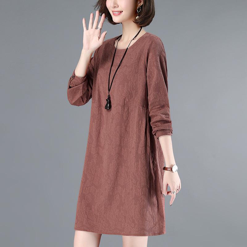 Petite Women's 2024 Spring/Autumn Korean Loose Cotton Linen Casual Short Dress
