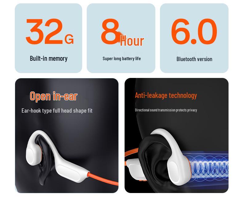 X9 Bone Conduction Bluetooth Headphones: Long Battery, Wireless, for Music, Calls, Sports, Running, Swimming.