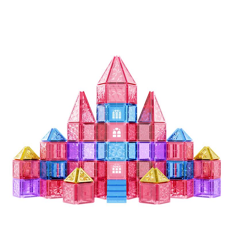 Pink Diamond Surface Magnetic Building Blocks - Strong, Educational Toys for Children