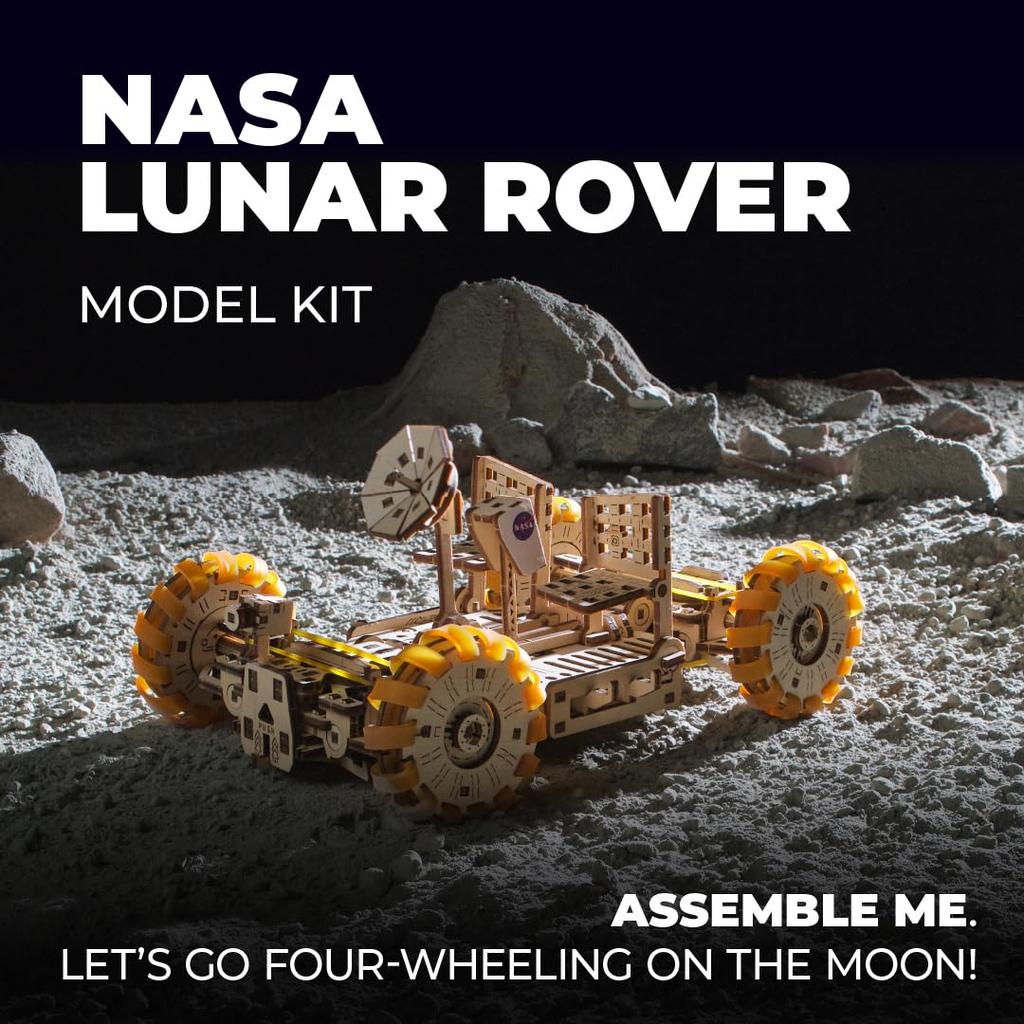 Ugears NASA Lunar Rover 70236 Wooden No Glue or Tools 3D Assembly Instructions Included Puzzle, Required, Puzzle,
