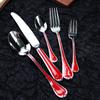 Enamel Color Western Food 304 Stainless Steel Tableware Set Stainless Steel Knife, Fork and Spoon Five-piece Set Steak Knife and Fork
