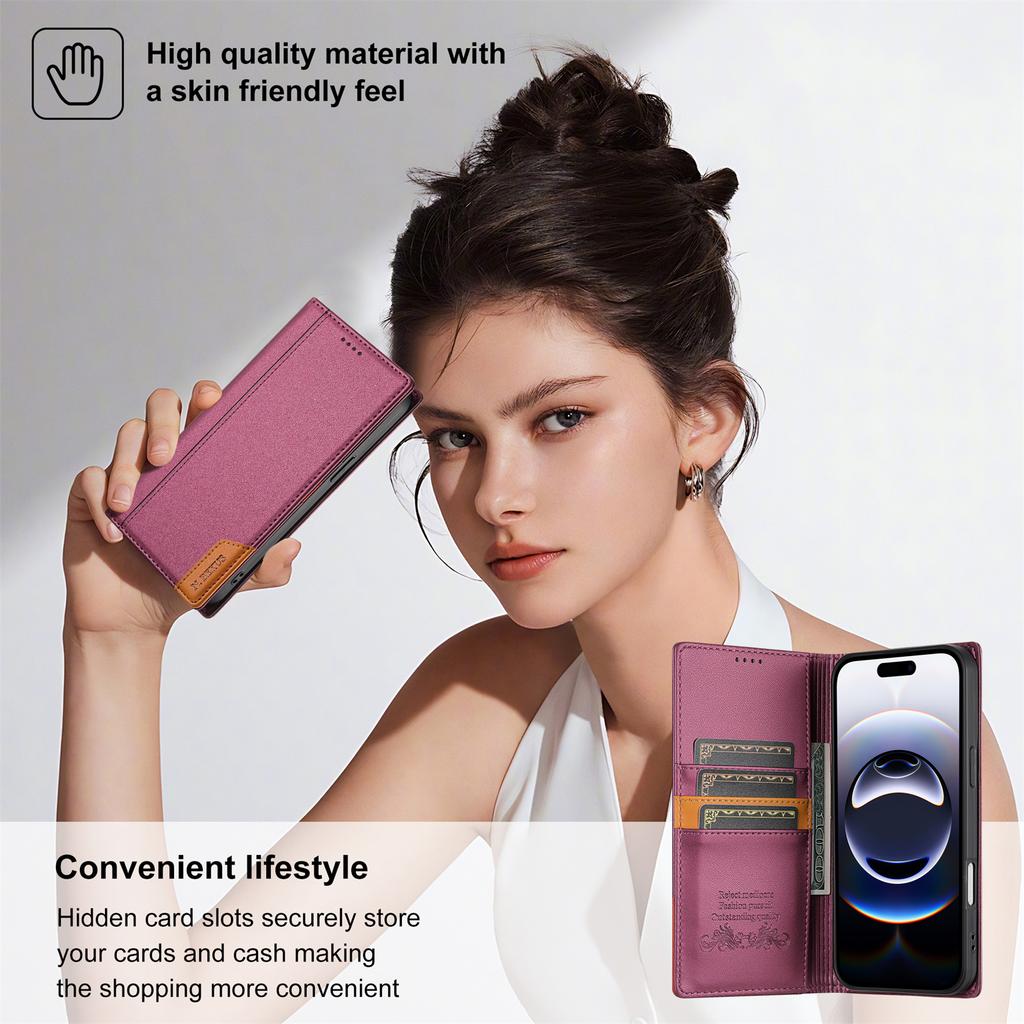 Magnetic Flip Leather Wallet Case for iPhone 17 Pro MAX 16 Plus 15 14 16E AIR with RFID Blocking Feature