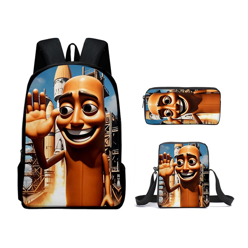 High-end Ice Plus fire Soccerly Foot Ball 3D Design 3pcs/Set Learner Bags Everyday Laptop Knapsack Backpack Sling Carry Tote Pencil Pouch
