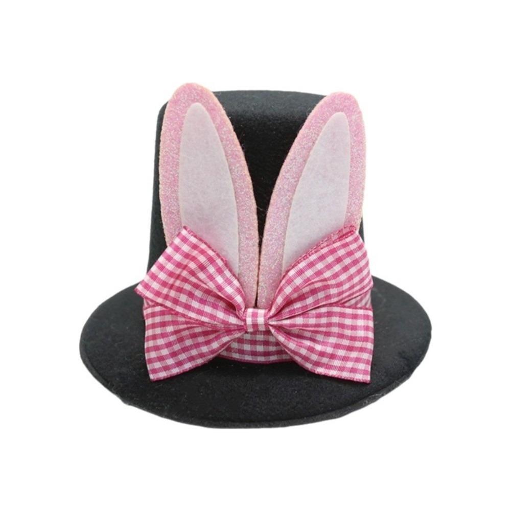 

Casual Plaid Bow Top Hat Velvet Plush Easter Bunny Bucket Hat With Hair ClipHair Accessories Realistic Rabbit Ear Hat Easter розовый