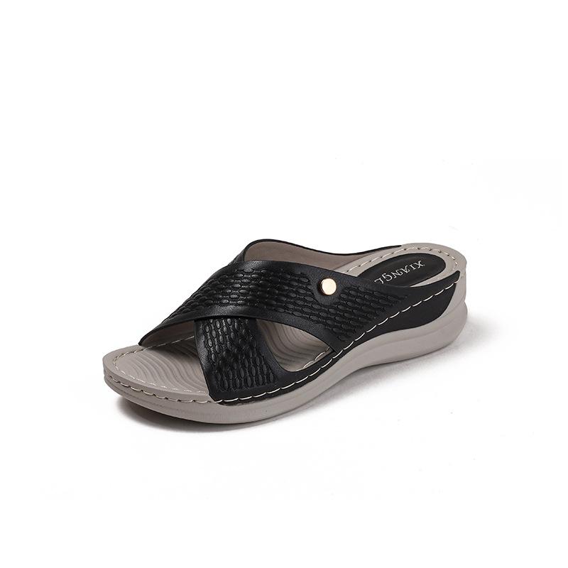 

Not tired feet cool slippers women s summer slope heel muffin bottom comfortable casual soft bottom cool slippers 36 чёрный