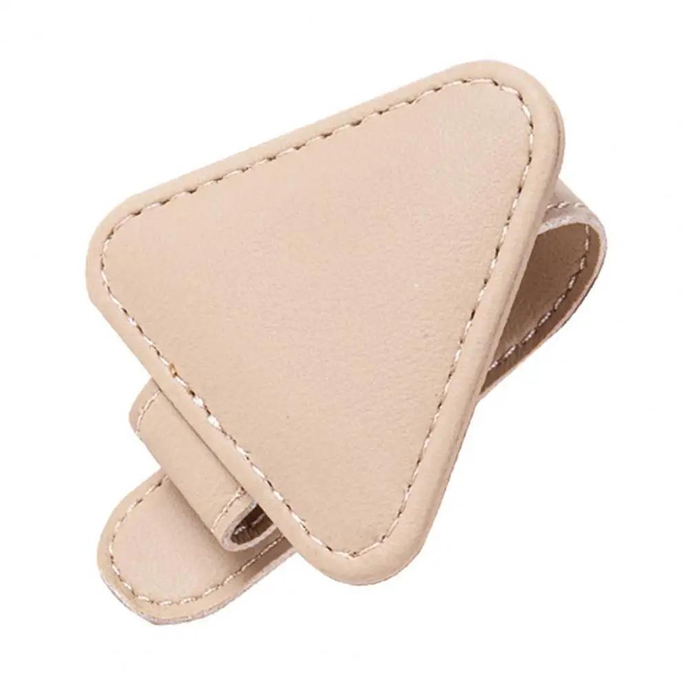

Easy To Install Sunglasses Triangle Clip Multifunctional Car Sun Visor Clip Universal Faux Leather Eyeglass Frame Sunglasses бежевый