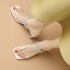 Krazing Pot PVC Mules Peep Toe Flip Flops Crystal High Heels Summer Jelly Shoes Size 44 Size 43 Women Luxury Sandals