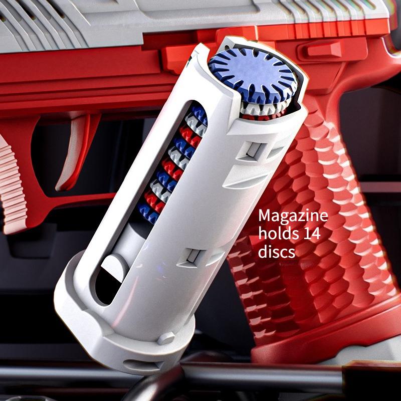 Safe Kids Flying Saucer Toy Foam Disc Launcher Gun for Outdoor Lawn Sports Interactive Plastic Toy Gun Boys Birthday Gifts