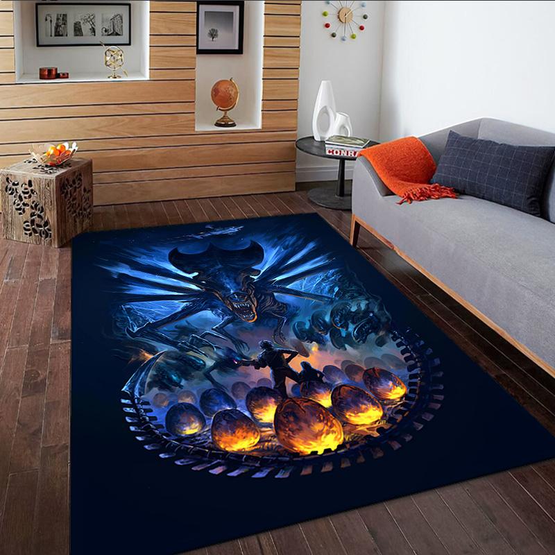 Alien Fire Carpet, Kitchen Rugs, Yoga Mat, Non-Slip Mats, Rug for Bathroom, Living Room bedroom, Camping Rugs Christmas Gift
