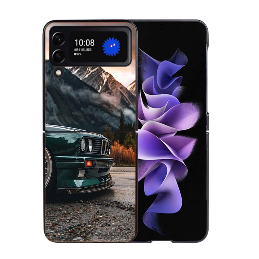 Car for B- Bmwes-S E30 Phone Case For Samsung Z Flip 7 6 5G Galaxy Z Flip4 Z Flip5 Z Flip3 Coque Black Hard PC Shell Protective