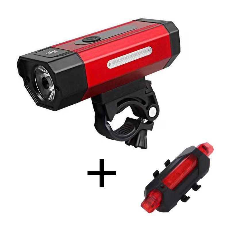 Bicycle Aluminum Alloy Headlights with 800 Lumens, Large Capacity, Strong Light, Long-distance Outdoor Cycling Lights, and Red and Blue Warning Lights
