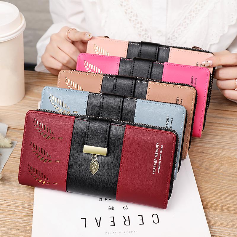 Long Wallet Hollow Leaves Pu Leather Wallets For Women Coin Purses Hasp Zipper Clutch Id Credit Card Holder Carteras Para Mujer