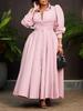 D570 Elegant Women's Long Sleeve Swing Shirt Dress, Solid Color Mid-Length African Style