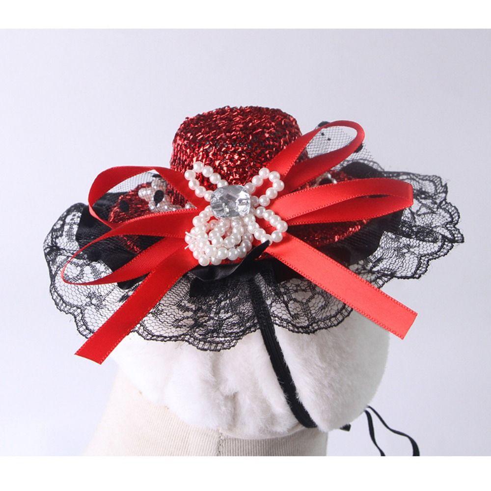 Sequin Pet Halloween Hat British Style Pet Decorative Hat Pet Accessories Cat Lace Hat  Pet Show
