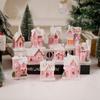 Resin Christmas Glowing Small House Cute Luminous Christmas House Ornament Elegant Warm Light Christmas Decorations Figurines