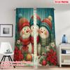2 st 2D plattryck Julfest Gardiner Julsnögubbar Julstjärna Girlang Digitaltryckta Polyestergardiner Festliga