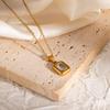 European & American Titanium Steel Necklace, Non-fading, Versatile, Fashionable Multi-color Square Pendant.