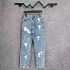 9912 CHROME HEARTS Men's and Women's American Style Trendy Jeans with Fabric Patches, Holes, Embroidery, Casual and Fashionable High Street Pants