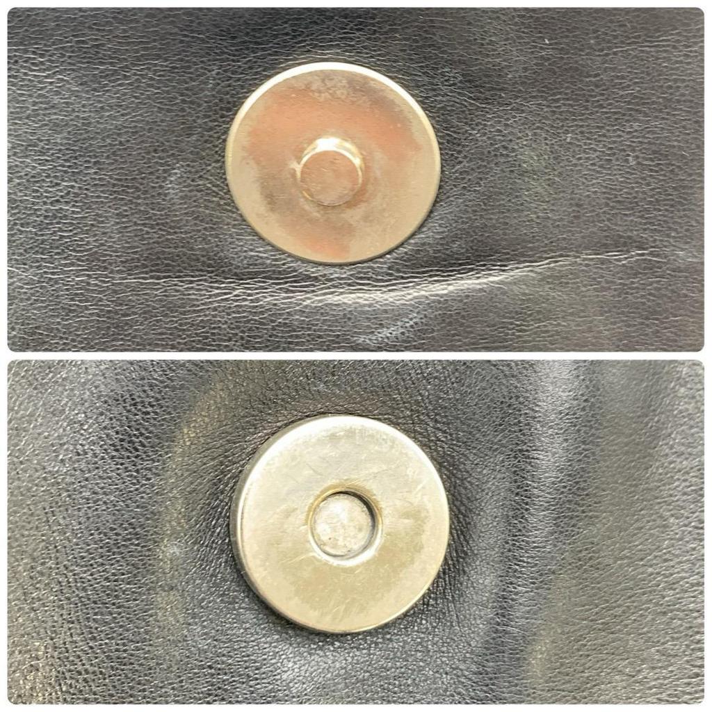 PRADA Handbag Shoulder Bag Shoulder Strap Tote Bag Nappa Leather Black Silver Hardware Logo Embossed Flap White Tag