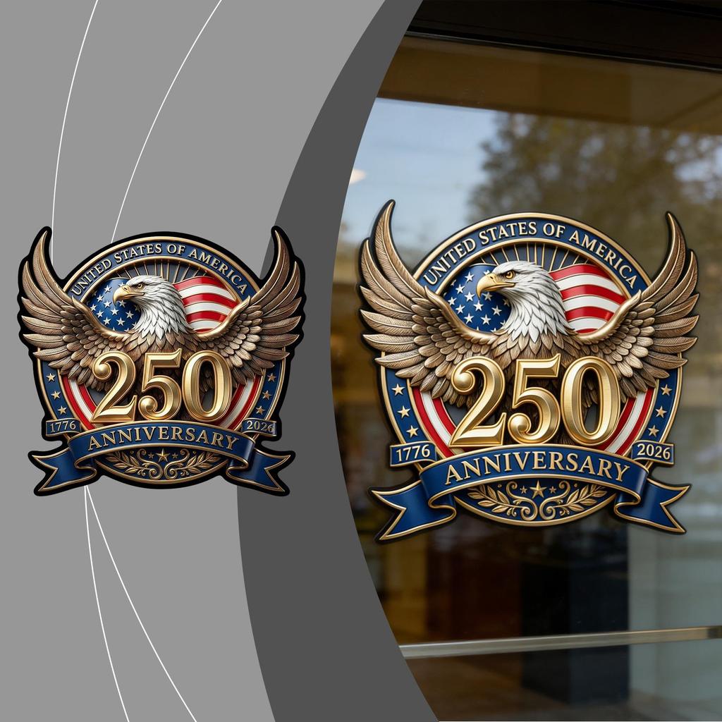 American Retro Eagle Flag Car Window Decal - 250th Anniversary Edition