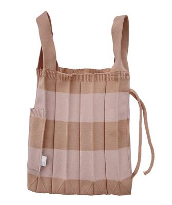 Knit Folding Pleated Mini Bag EU Lou Shopper Mini Souffle X [Routet] (Beige Pink)
