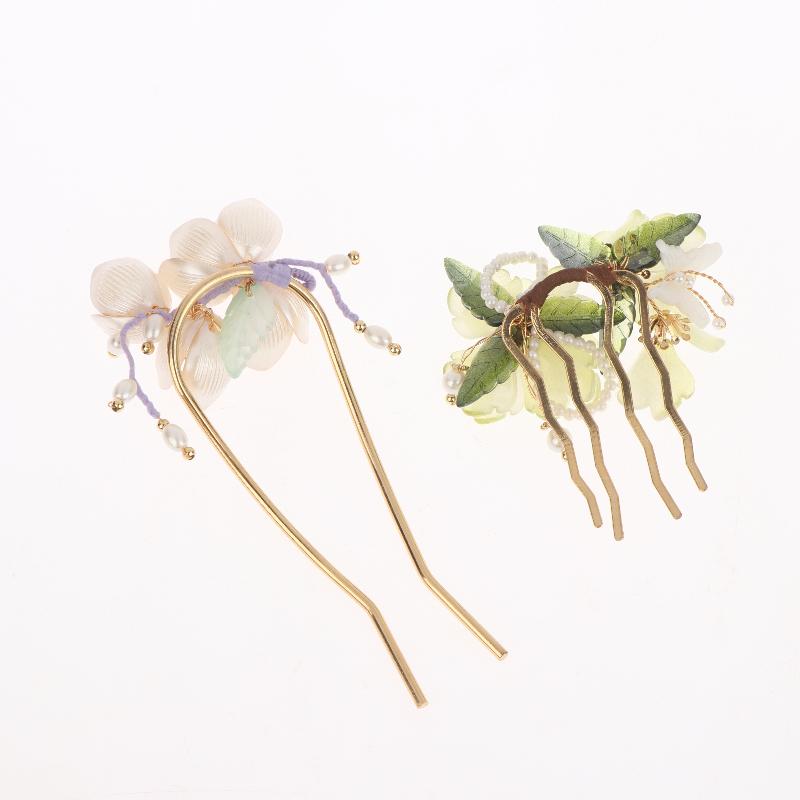 1Pcs Cool Jade Orchid Flower Hairpin For Women Chinese Style Flower Hair Stick Handmade Jewelry Hair Accessory Hanfu Hair Comb