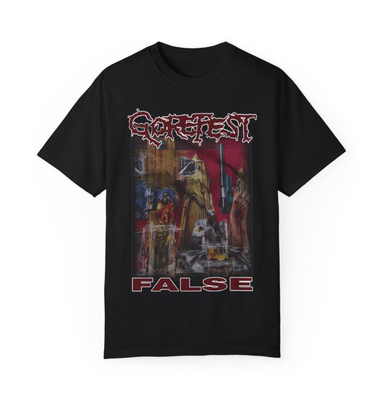 Gorefest False DTG Printed T-Shirt – New Metal Band Tee, Double Sided Print