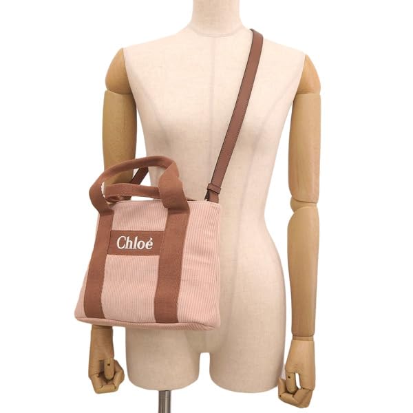 Chloe Shoulder Tote C20274 Chloe Adult Size Women's Bag, 2-Way Bag, Handbag, Corduroy, Pink, 454, Kids, [Used]