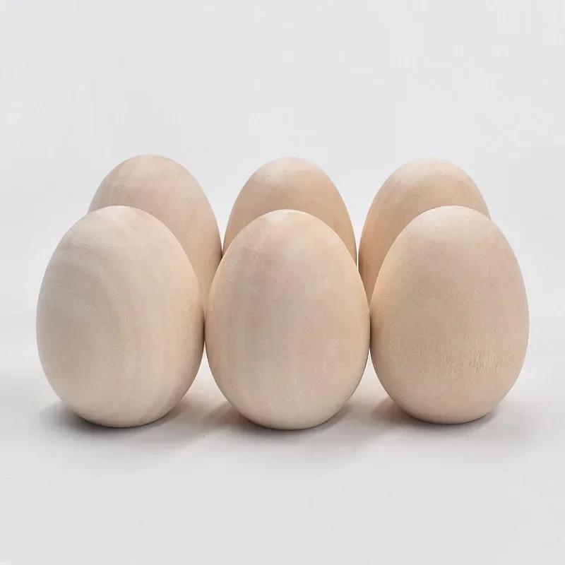 10pcs/lot Unfinished Wooden Eggs, Smooth Solid Wood Faux Eggs for DIY Craft, Easter Decor, Painting, Staining, Baby Shower