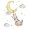 Calcomanía de decoración de jardín de infantes con luna de conejo columpio, calcomanía de pared del dormitorio para habitación de niños