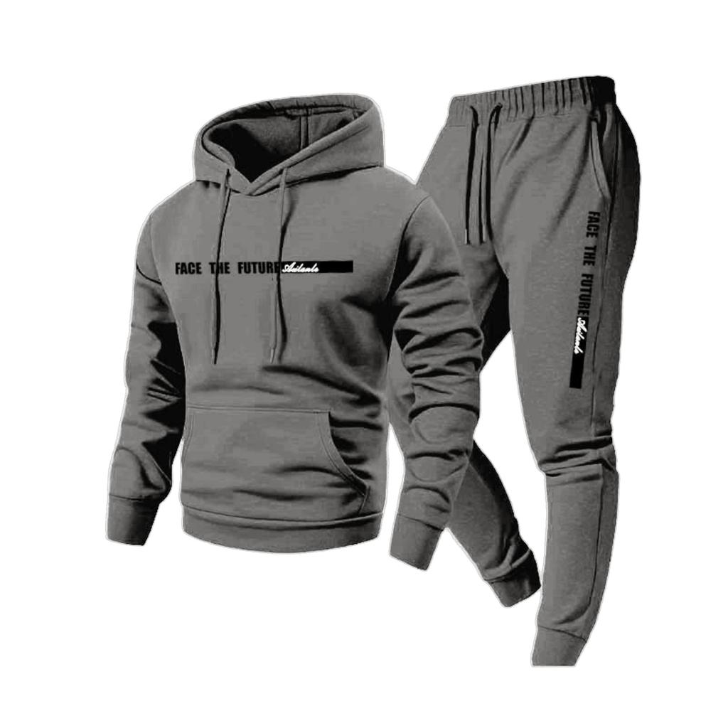 Herren Kapuzenpullover und Jogginghosen Set Lässiger Langarm Pullover Trainingsanzug mit Aufdruck Buchstaben Design für den Alltag