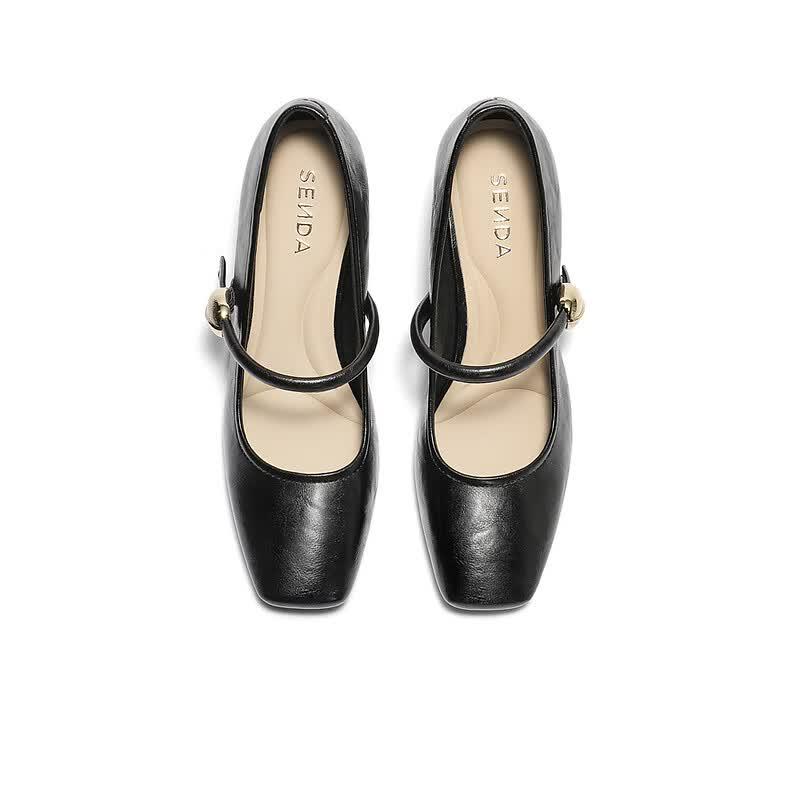 SENDA Mary Jane Chunky Mid-Heel Pumps