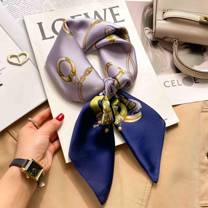 Elegant Silk-Like Square Scarf Women Korean Style Print Neck Lightweight 70x70cm Nylon Fashion Accessory